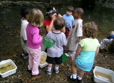 Cynthia Crossen kept the children of all ages spellbound searching for tiny critters in the creek